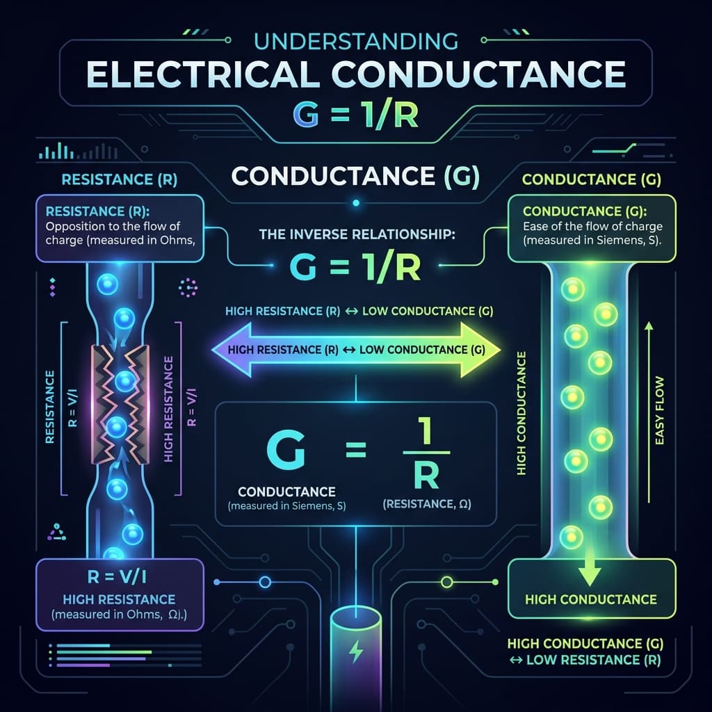 Conductance Infographic explaining G = 1/R