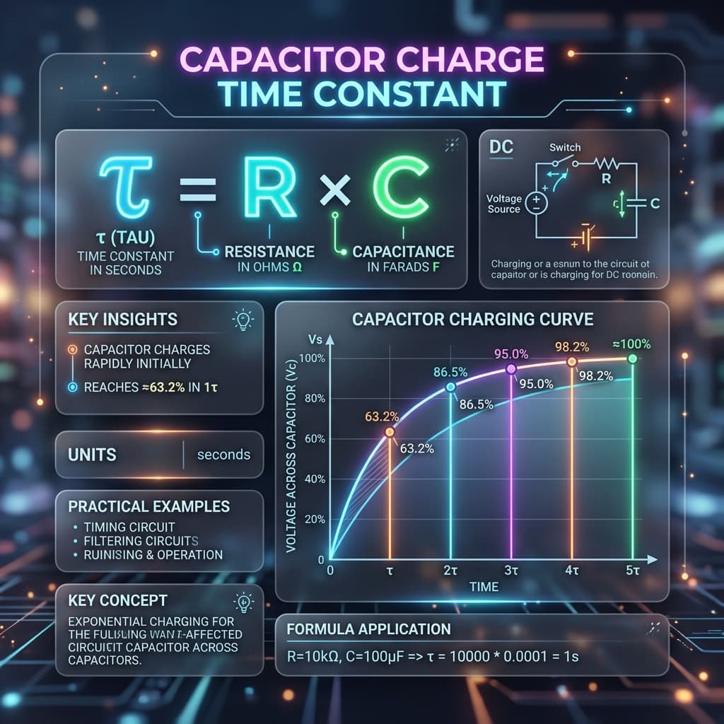 Capacitor Charge Time Constant Infographic